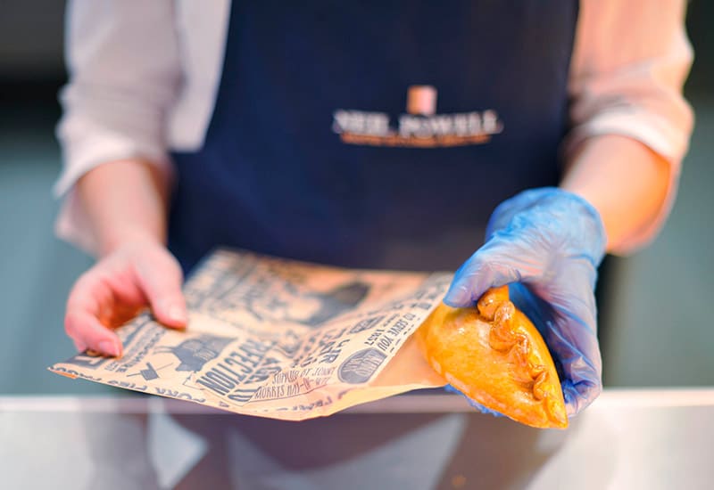 Pies and pastries from the Bakery Kitchen at Neil Powell Master Butchers, Flannel Street, Abergavenny. Made in-house by Master Baker Julian Wheeler.